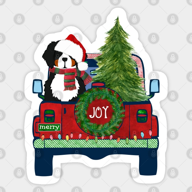 Cute Bernese Mt Dog Christmas Jeep Sticker by EMR_Designs